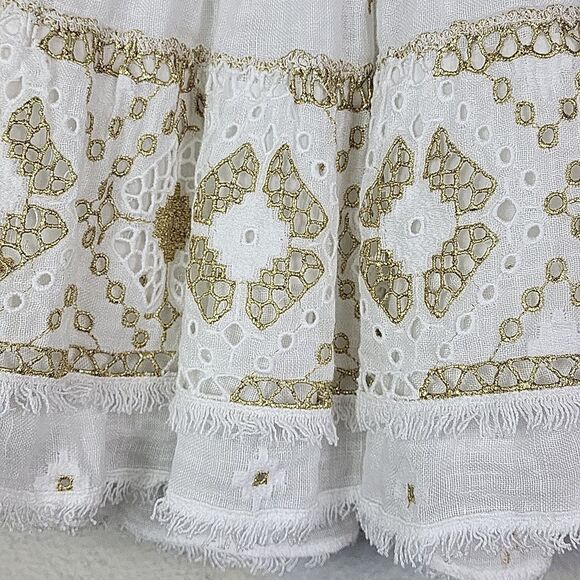 Erica Wilson Avorio Gold White and Gold Embroidered Dress. Size S - Picture 7 of 11